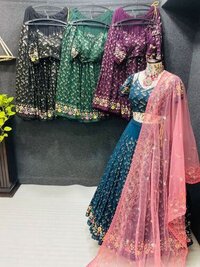 Lehenga Choli - Georgette Fabric, 40-Inch Length, 42 Size Blouse | Sequins Embroidery with Multi-thread Decoration, Elegant Net Dupatta