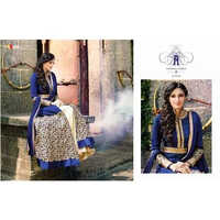 Heavy Embroidered Suits - Chiffon And Georgette, Blue Color, Full Sleeves | Breathable, Cool Pass, Dry Cleaning, No Fade Features For Spring, Summer, And Winter
