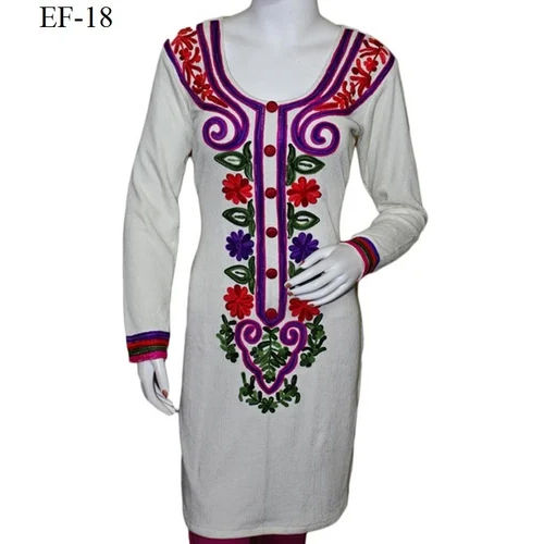 White Designer Woolen Kurtis