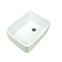 Ceramic Lab Sink - L-18 W-12 H-6 Inch, Glossy White Finish | One-piece Square Design, Floor Mounted