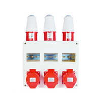32amp Plug And Socket - Abs Material, 300x255x120 Mm Dimensions | White & Red Color, Ip44 Protection Level, Powder Coated Finish, 1 Year Warranty