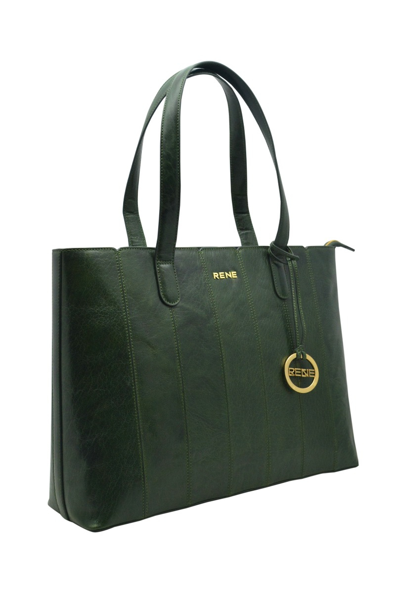 Genuine leather bottle green ladies bag