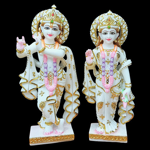 Marble Radha Krishna Statue - Handmade Hindu Art, Different Sizes Available | Durable, Easy to Clean, Washable, Polished Finish