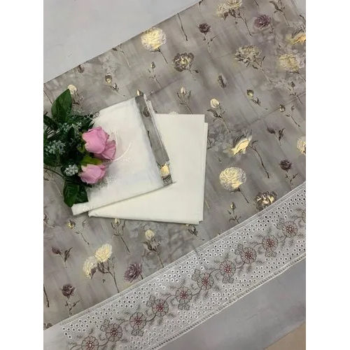 Gray Pure Cotton Suits With Embroidery