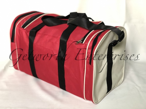 Red and Cream Complimentary Travel Bag - Premium Rexine L x H x W 21" x 12" x 10" | Comfortable Lightweight Sturdy Handles Easy to Wash