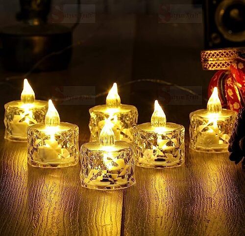 Crystal Look Led Candle (Pack Of 6) Size: 2 Cm