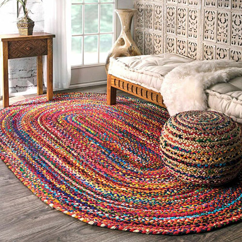 Oval Multicolor Jute Rug