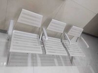 Waiting Chair - Steel Frame, 3-Seater, Cream Color | Modern Design, Ergonomic Back, Anti-Bacterial Finish, Easy to Clean, Eco-Friendly
