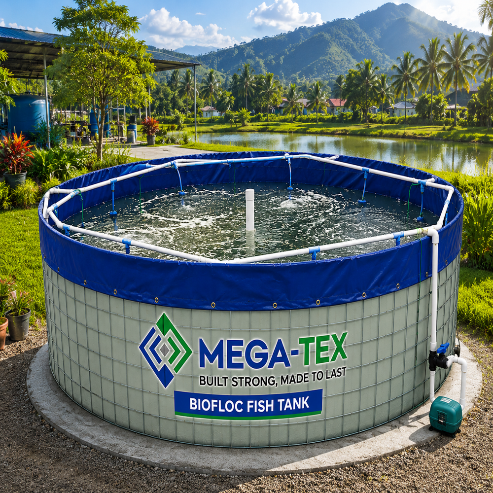 MEGATEX PVC 550 GSM  ROUND BIOFLOC FISH TANK Diameter 3 Mtr X 1.45 Mtr Height