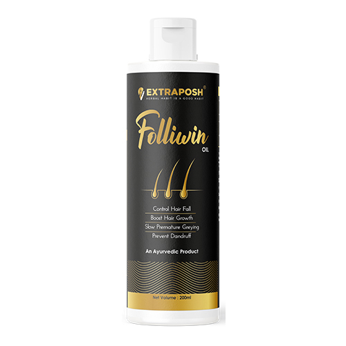 Folliwin Ayurvedic Hair Fall Control Oil - Black, Oil Form | Reduces Hair Fall, Recommended for Hair, Type: Hair Oil & Serum
