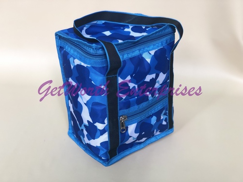Blue Lunch Bags - PVC Material Size 8x9.5x5 Inches Sea Blue | Moisture Proof Attractive Design Flexiloop Handle Great for Gifts