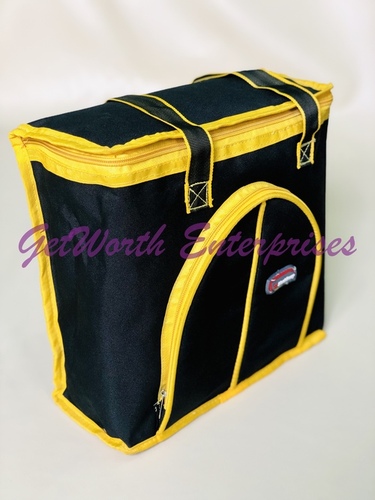 Yellow Lunch Bags - PVC Material, 11.5x10.5x4.5 Inches , Moisture Proof with Attractive Design and Flexiloop Handle for Kids' Convenience