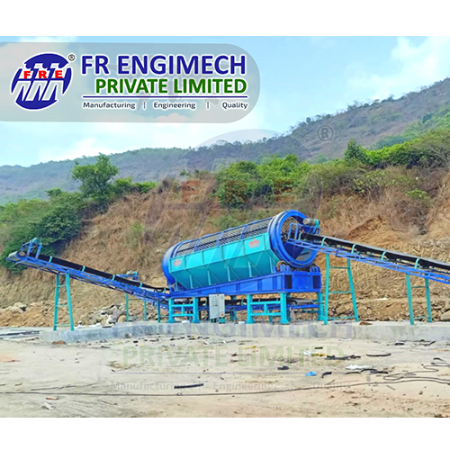 Trommel Screen Machine - Mild Steel, Blue-Green Color | 240V Electric Drive, PLC Control, Automatic Operation, 1 Year Warranty