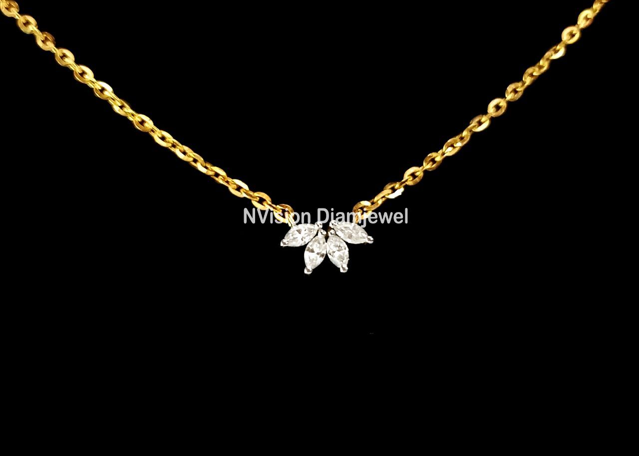 Natural Marquise Diamond Cleopatra Chain Pendant