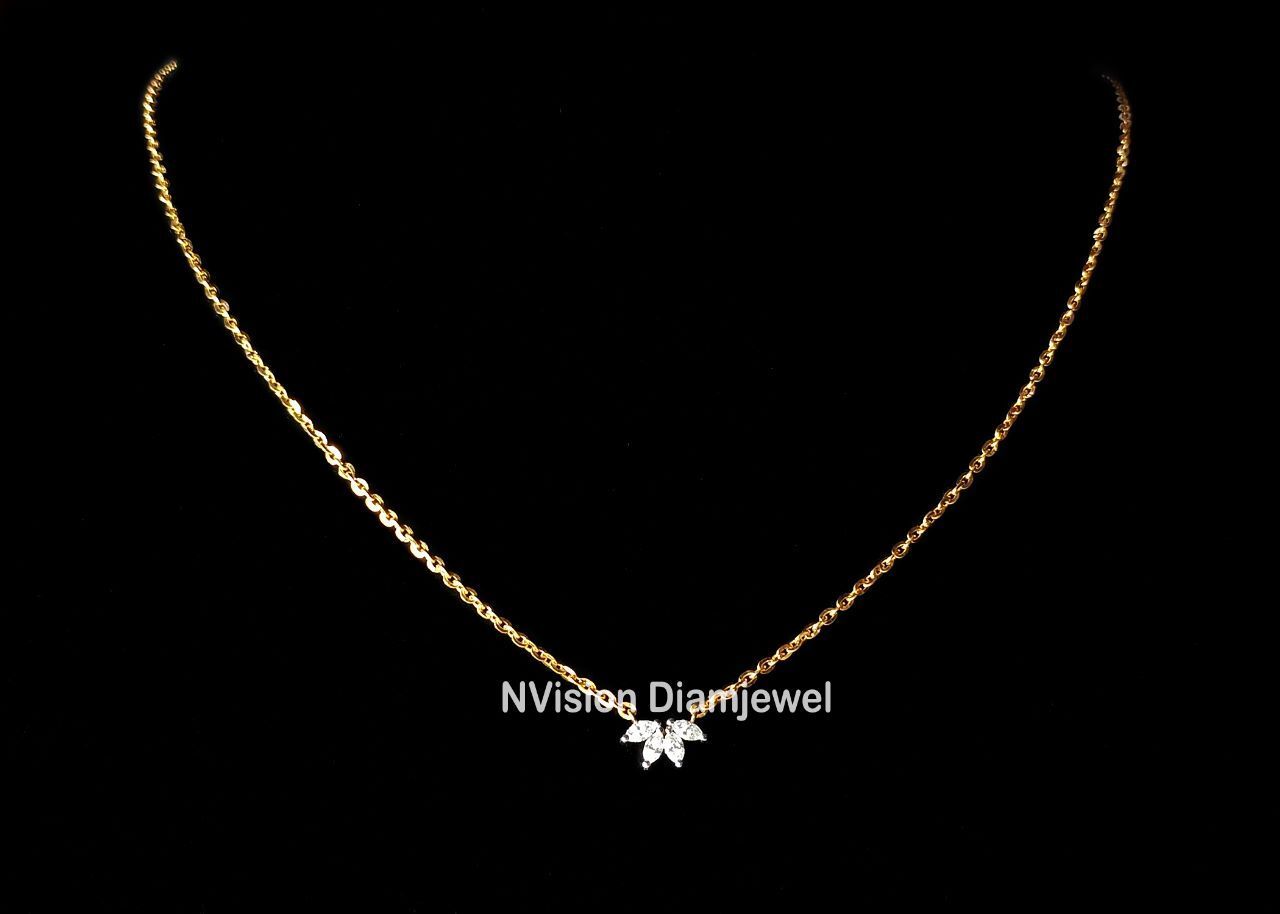 Natural Marquise Diamond Cleopatra Chain Pendant