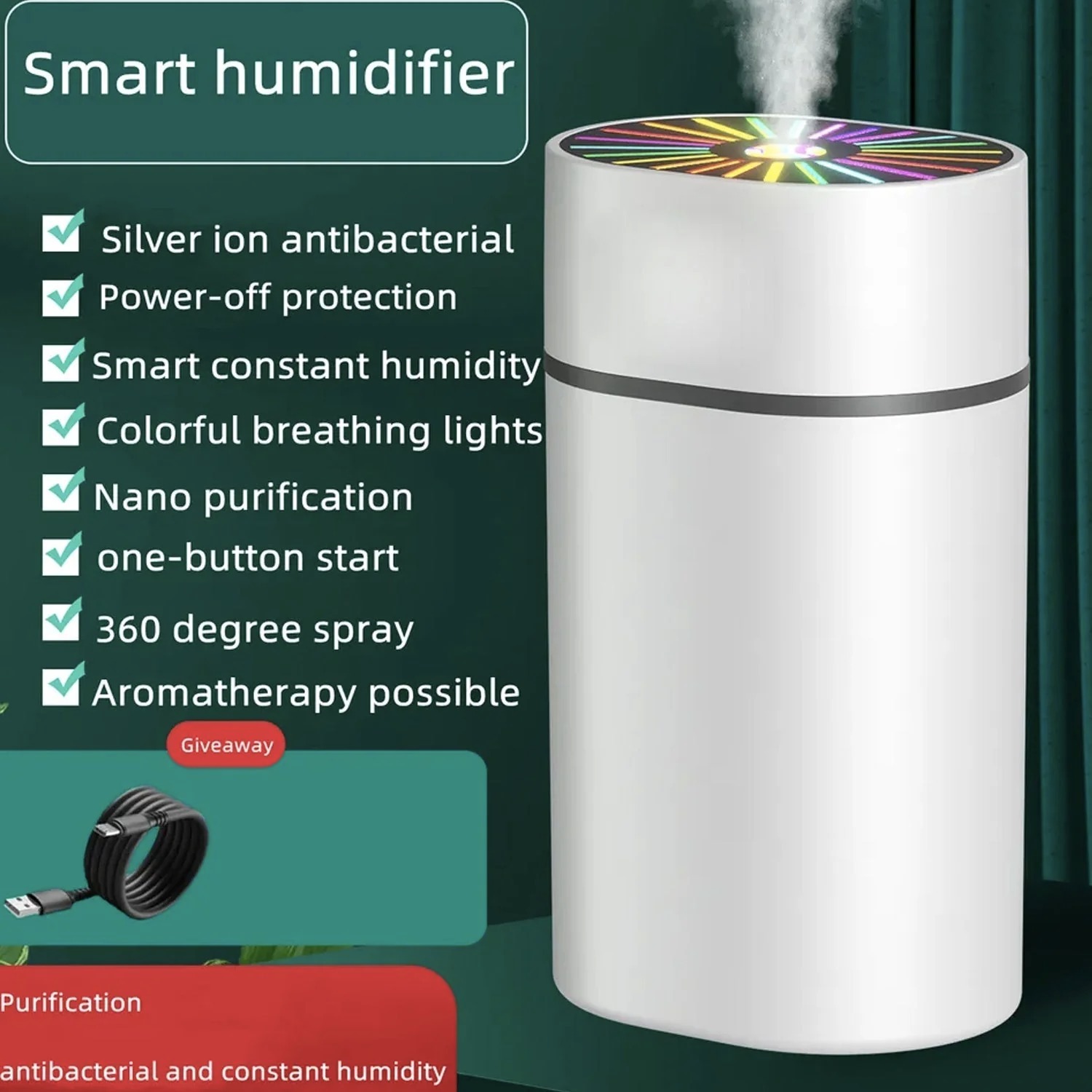 HUMIDIFIER WITH COLOURFUL LIGHT
