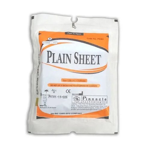 Plain Drapes And Sheets For Ophthalmic - Poly Material, 210X120 CM, Blue | Waterproof, Disposable with Adhesive Aperture, Medical Grade