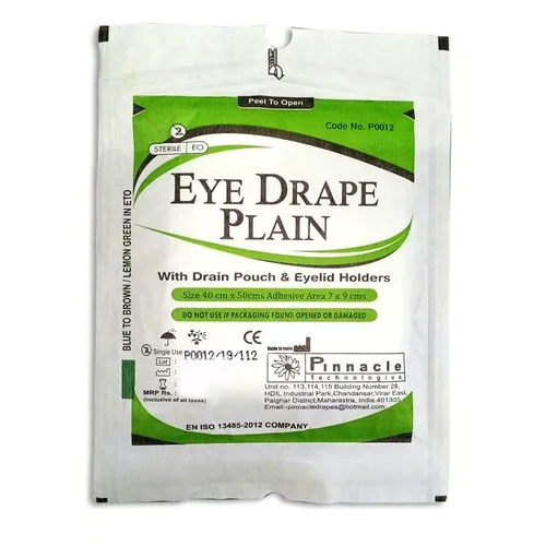 Medium Eye Drape - SMS 35 GSM Plastic, 40 cm x 50 cm, White Color, Disposable Small Drape With Adhesive Aperture, Waterproof