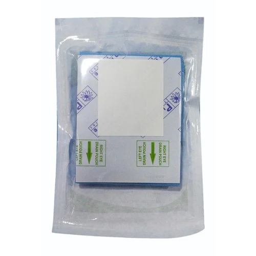 Non Woven Eye Drapes - PE Hygiene Film, 35 GSM, Sterile, Blue | Fixable Style, Medical Tape Dressing, Fluid Repellent, ISO 13485-2012 Certified