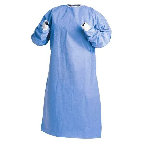 Disposable Surgeon Gown - SMMS Material, 40 GSM Thickness, Blue Color | Water Resistant, Medical Tape Dressing Type, Normal Style