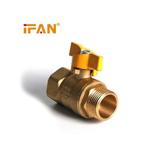 Brass Gas Butterfly Valve - Polished Finish, Golden Color, Industrial Use, Various Sizes Available
