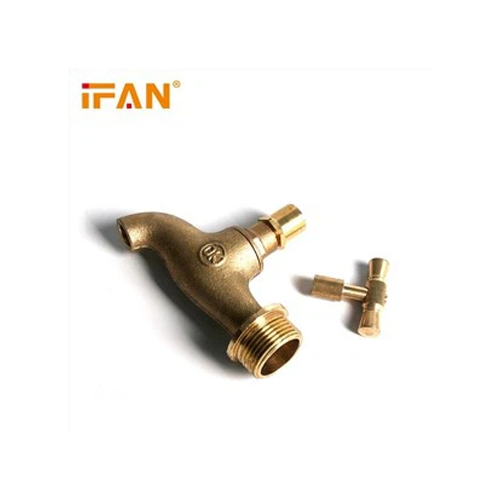 Brass Bib Tap - Polished Finish, Golden Color, Hexagon Head Code, Reducing Shape | Industrial Usage, Various Sizes Available