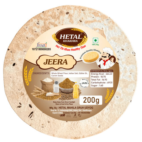 HETAL JEERA KHAKHRA 200 GMS VACUUM PACK