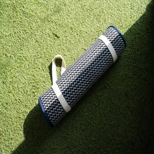 Blue-White Aakasha 100% Hand Loom Cotton Yoga Mat