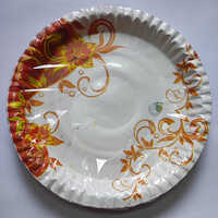 12 Inch White And Yellow Printed Glossy Disposable Plate