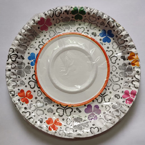 12 Inch White Multicolour Printed Glossy Disposable Paper Plates