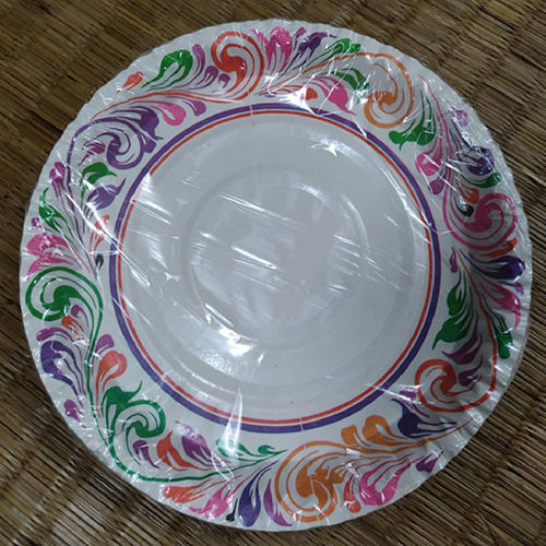 10 Inch White With Multicolour Glossy Disposable Paper Plates