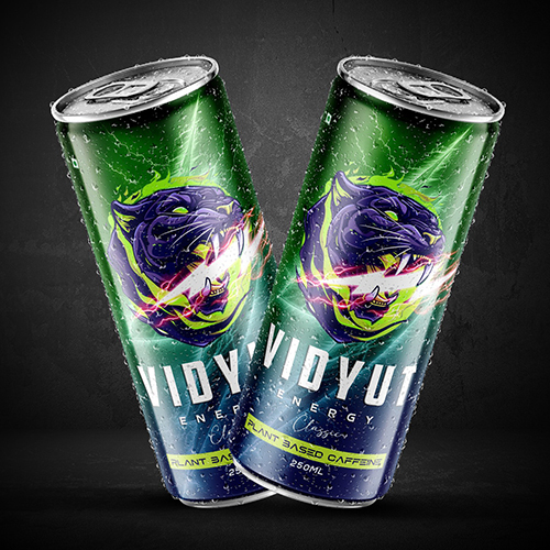 Vidyut Energy Drink - 250ml Can, Plant-Based Caffeine, Sweet Taste - Eco-Friendly, No Artificial Sweeteners or Additives, Boosts Focus & Alertness