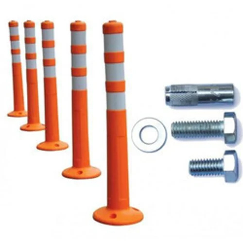 Flexible Spring Post - High Quality Plastic, 80 mm x 710 mm | Orange and White Road Safety Solution