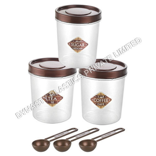 Transparent 500 Ml Tea-Coffee And Sugar Round Plastic Containers