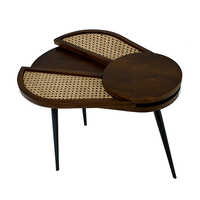 Wood Cane Iron Bee Table - Assembly: No Assembly Required