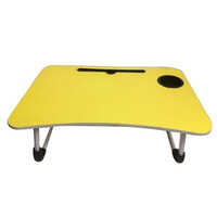 10.5 Inch Wooden Laptop Table - Plywood, 10.5 Inch Size, Vibrant Yellow Finish | Easy To Clean, Durable, Foldable, Adjustable Height
