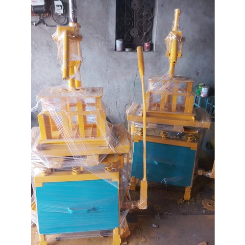 Manual Concrete Block Making Machine - Hydraulic Pressure Technology | Yellow-Blue Industrial Design, Warranty Included