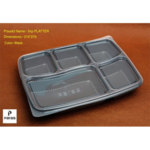 Platter 5Cp Black With Lid (Paras) Meal Tray Application: Industrial