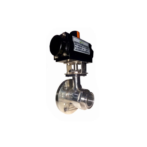 Black-Silver Pharma Pneumatic Flush Bottom Ball Valve