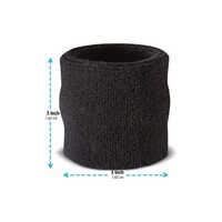 Sports Terry Cotton Wristband - 3x3 Inch Dimensions, Black Color, Plain Pattern