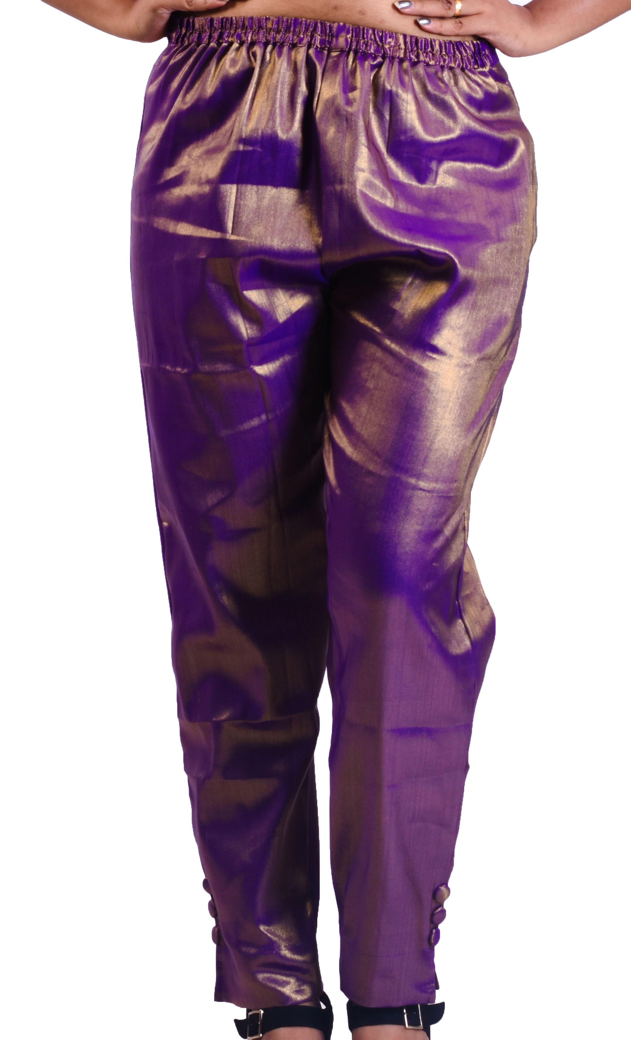 Ladies Silver Viscose Pant