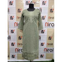 Green Georgette Ciffli Kurti