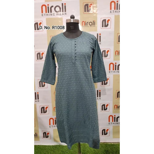 Rayon Chikan Long Kurti