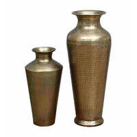 Brown Brass Color Flower Vase Decor Set Of 2