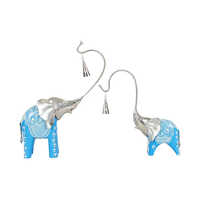 Easy To Clean Antique Showpiece For Living Room Blue Color Elephant Set Of 2