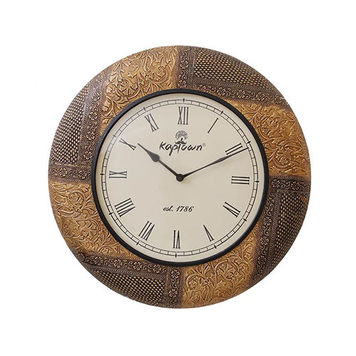 Brown Handmade Wooden Clock For Living Room