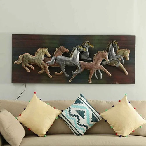 Brown 7 Horse Frame Wall Decor Art Panel