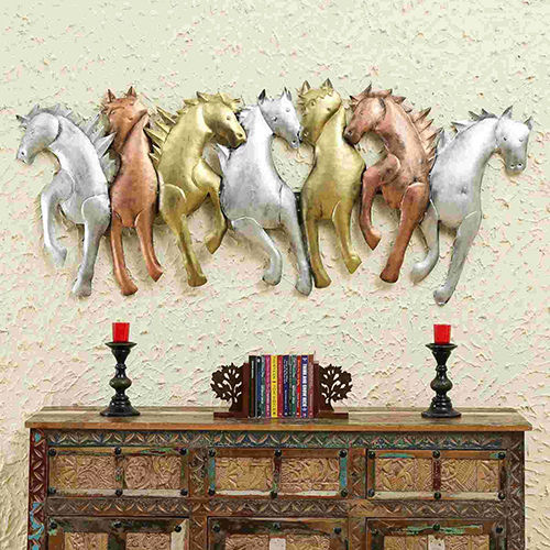 Multicolor Lucky 7 Horse Wall Art Back Lit Metal Wall Panel