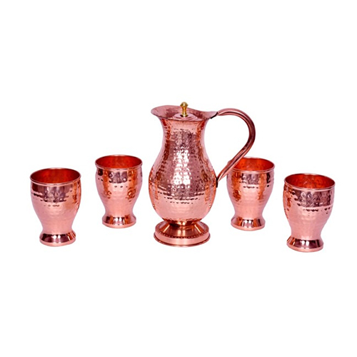 royal jug with damru hammered glass