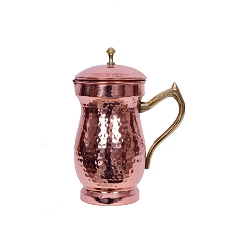 small mughlai hammerd brass handle jug